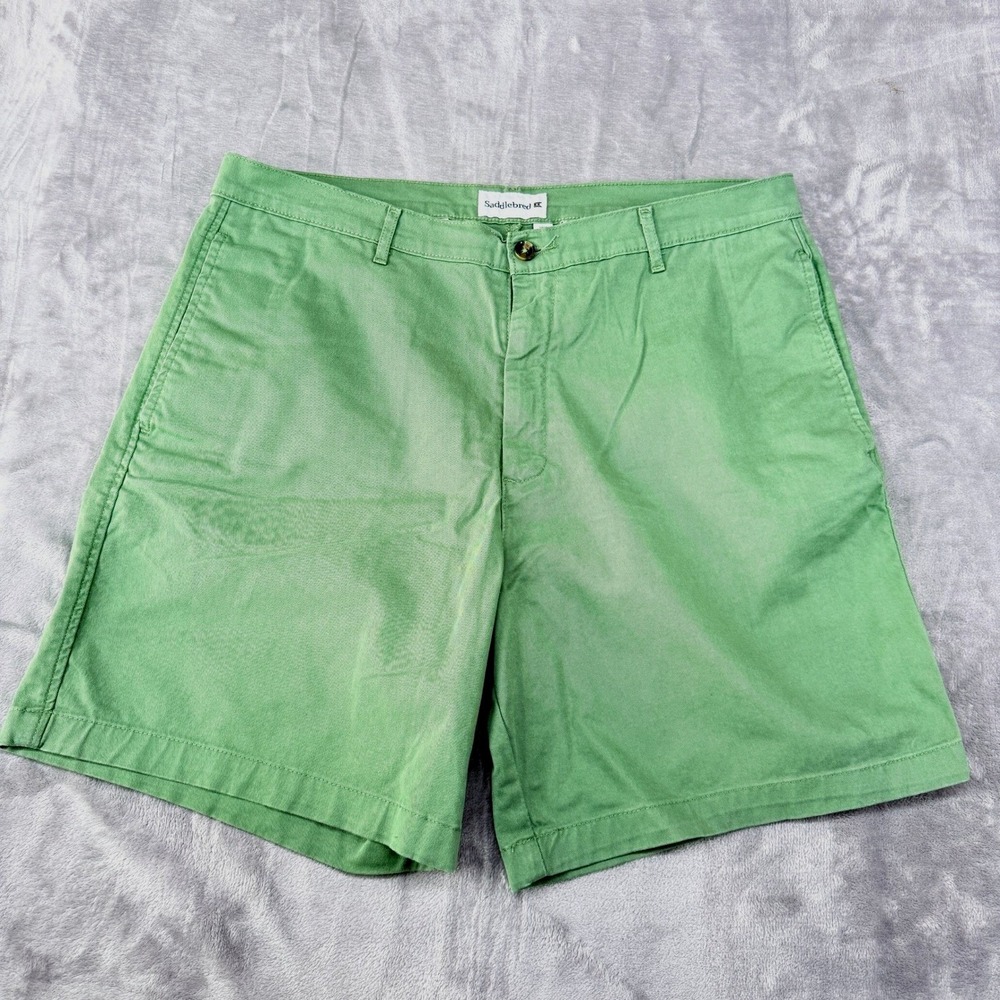 Saddlebred‎ Flat Front Chino Shorts Mens 38W Green Cotton Stretch Q07904A